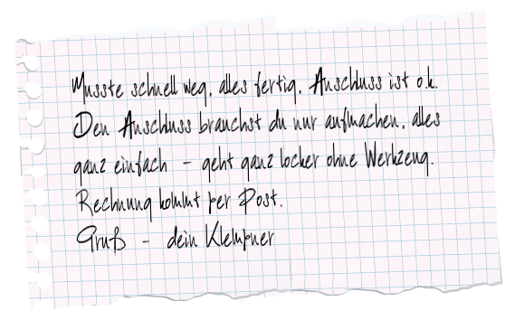 Zettel des Klempners