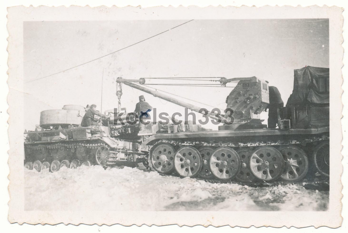 Foto Drehkrankraftwagen Halbkette Sd Kfz 9 1 Panzer IV Motor