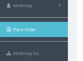 Place Order in sidebar