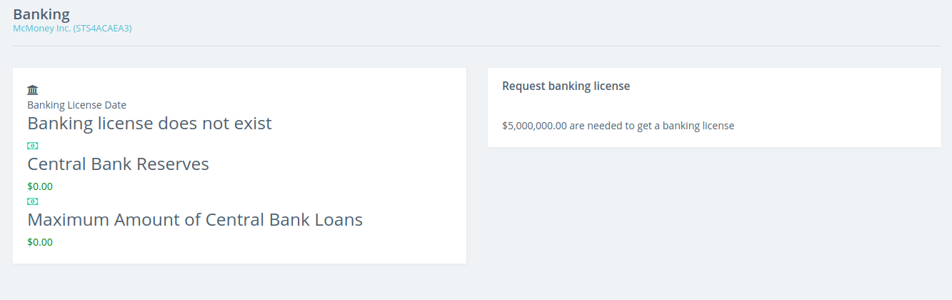 Banking license page